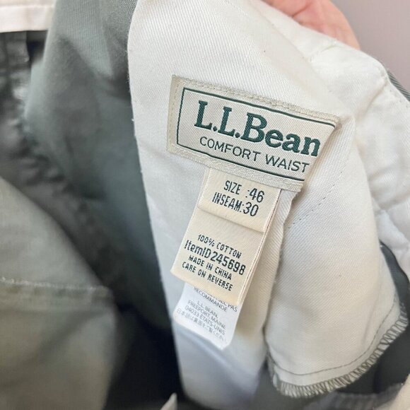 L.L.Bean Mens Comfort Waist Pants Size 46 Inseam 30 Green 100% Cotton - Picture 3 of 3